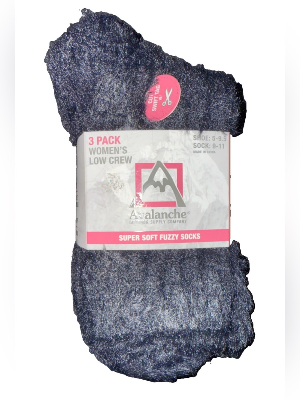 Avalanche 3 Pack Women’s Low Crew Super Soft Fuzzy Black Socks Shoe 5-9.5 NEW